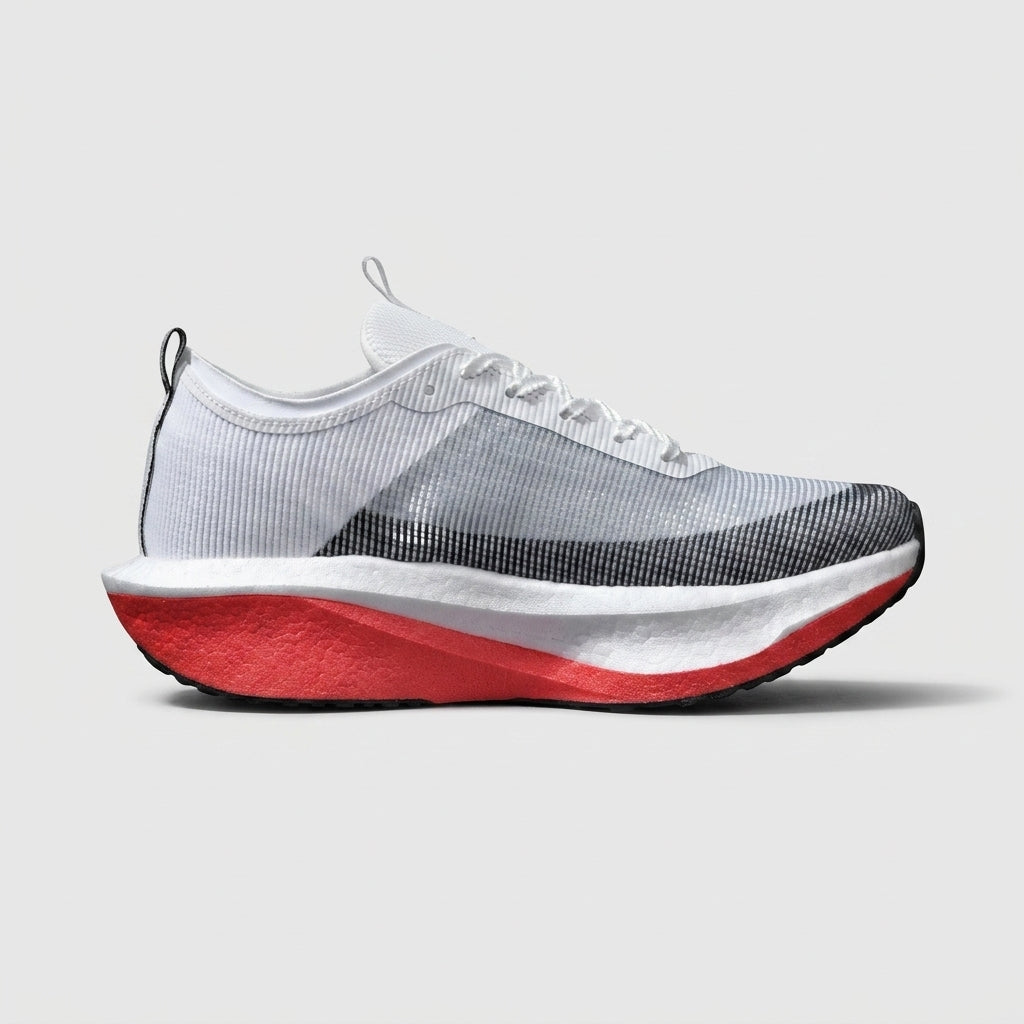 Men's Lace-Up Mesh Running Sneakers with Curved Rocker Sole