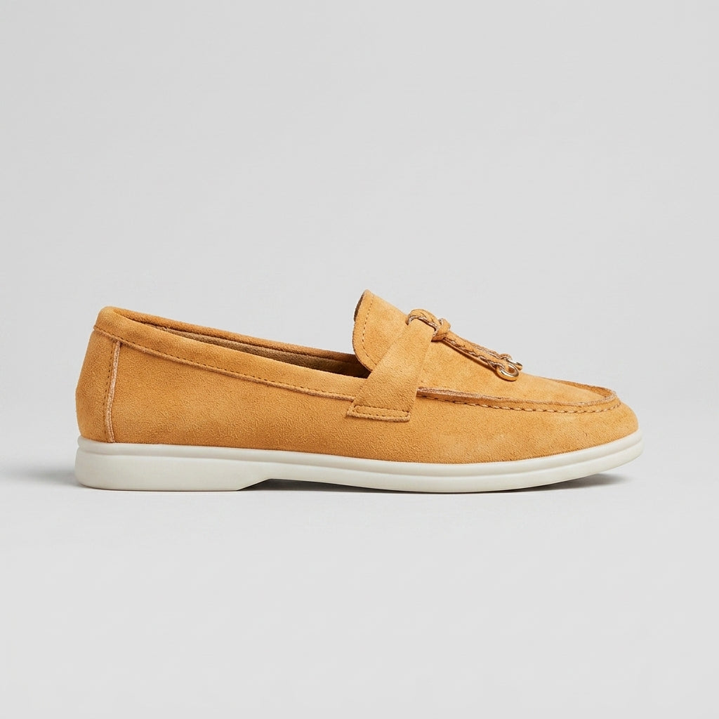 Women's Penny Loafers Slip-On Flat Moc Toe with Metal Accent