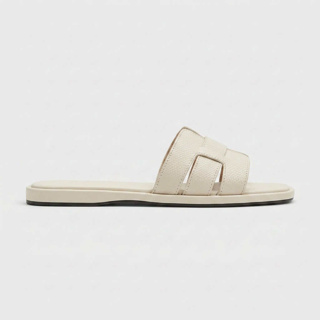 Women's Square Toe Slide Sandals with Cutout Strap Design