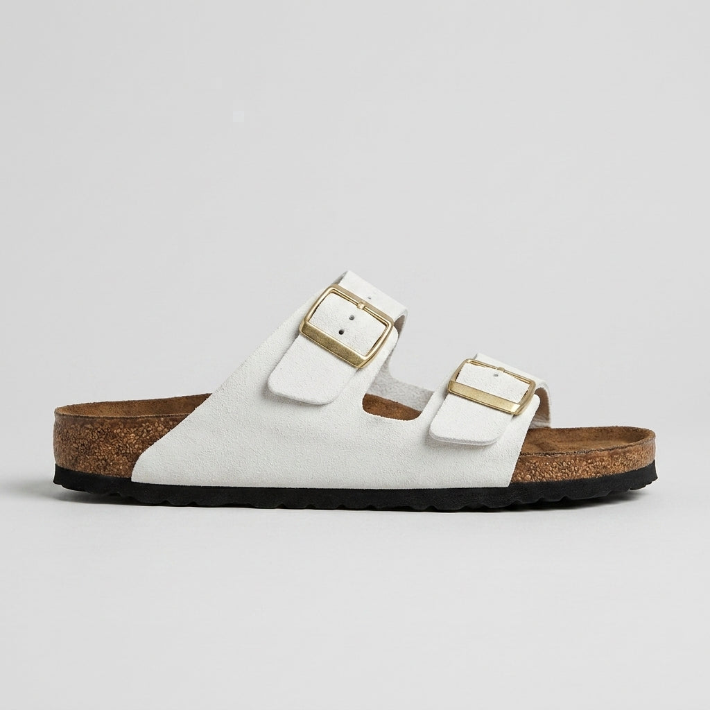 Women's Sandals Double Buckle Open-Toe Cork Footbed Flat