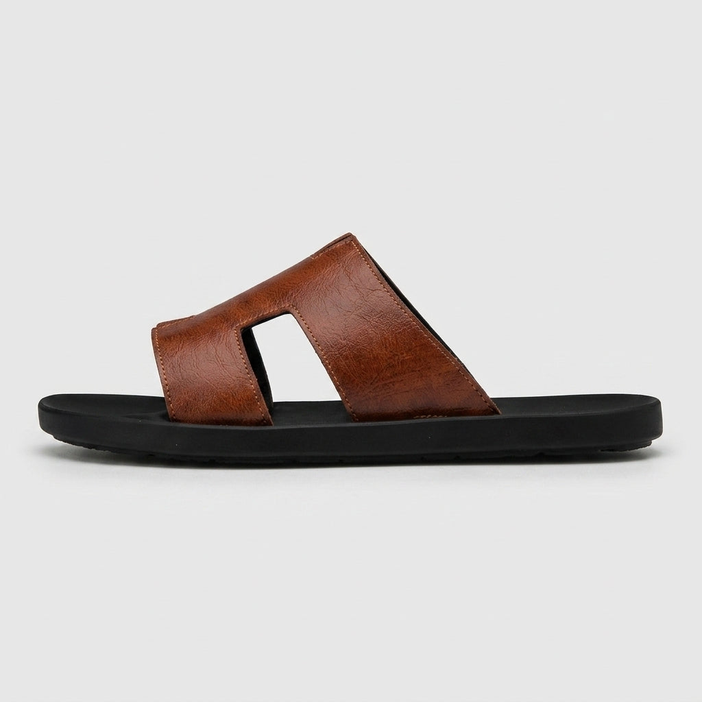 Men's Slide Sandals with Cutout Strap Design