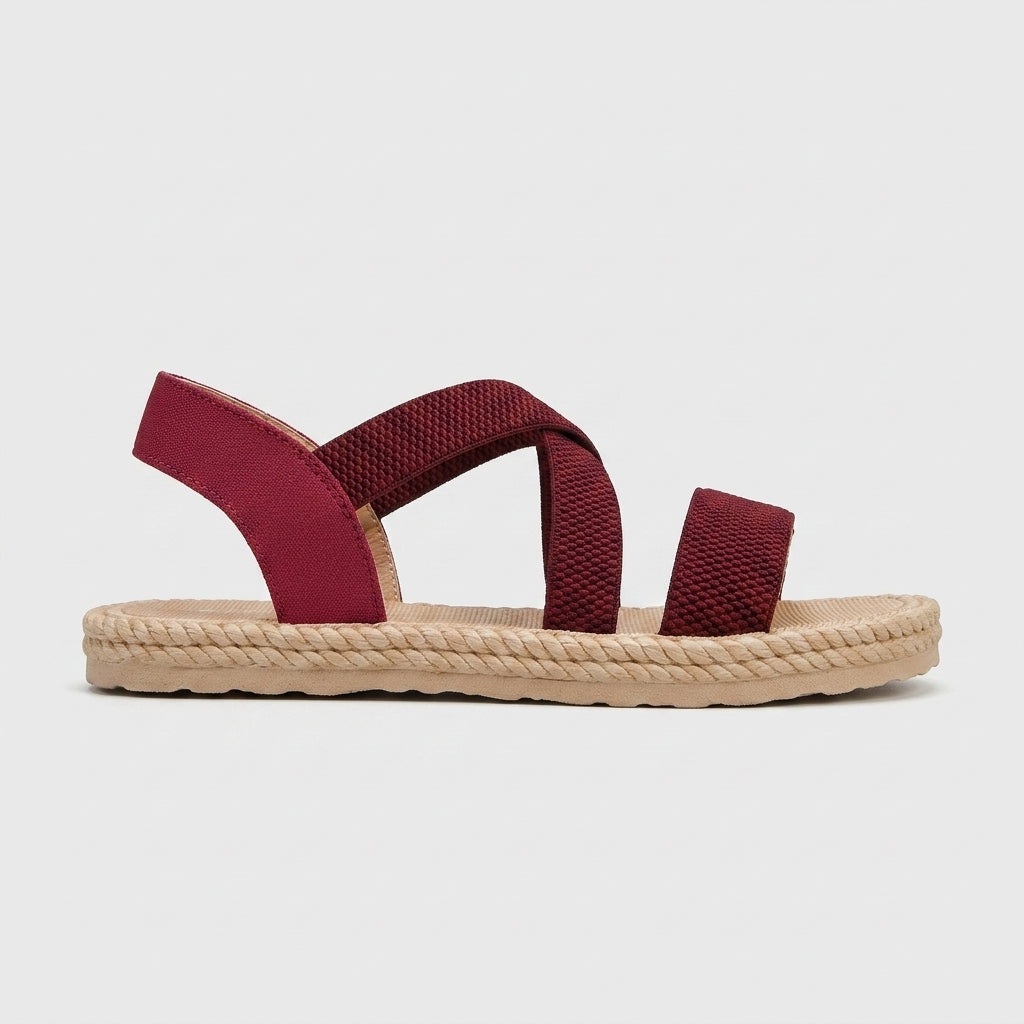 Women's Espadrille Sandals - Open Toe - Crisscross Strap - Woven Platform