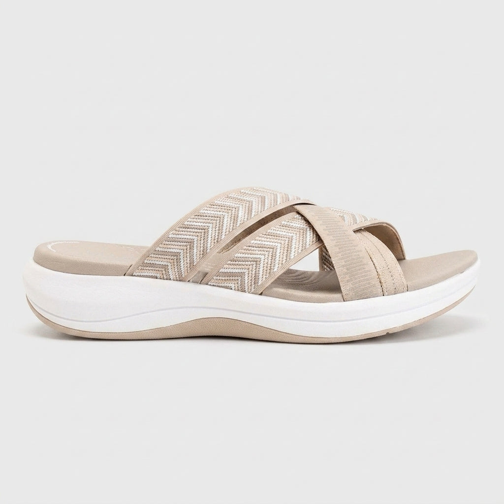 Women's Cross-Strap Slide Sandals with Cushioned Sole