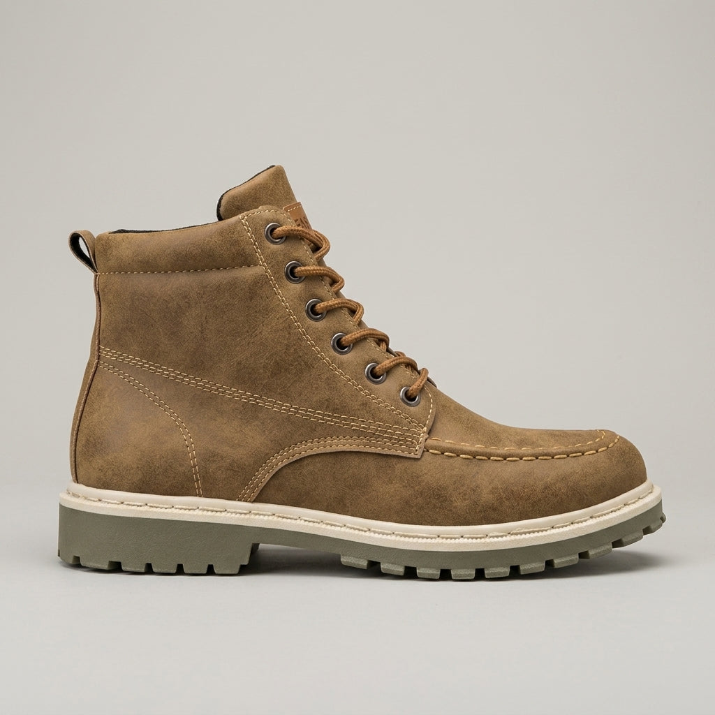 Men's Mocktoe Boots Casual Wedge Sole Lace-Up Ankle