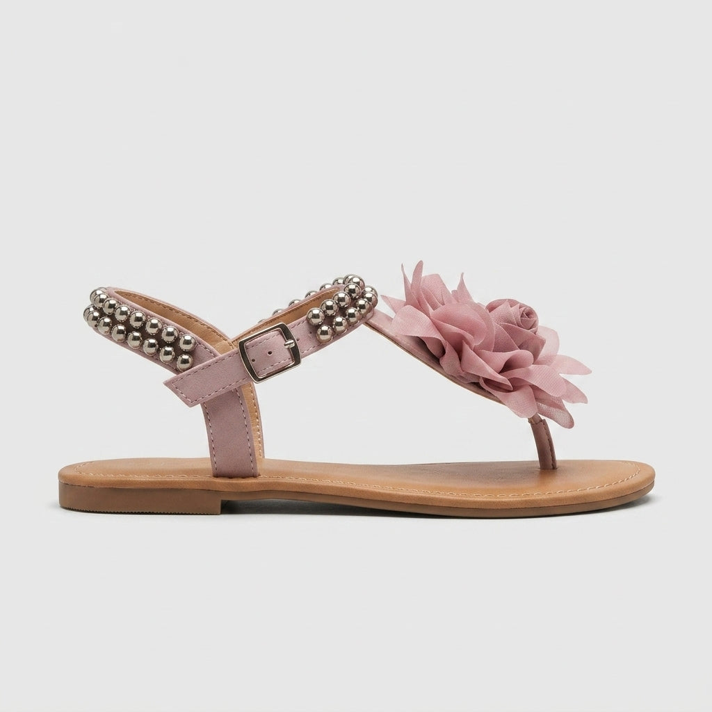 Women's Sandals Open-Toe Flat Heel Slip-On Fabric Upper