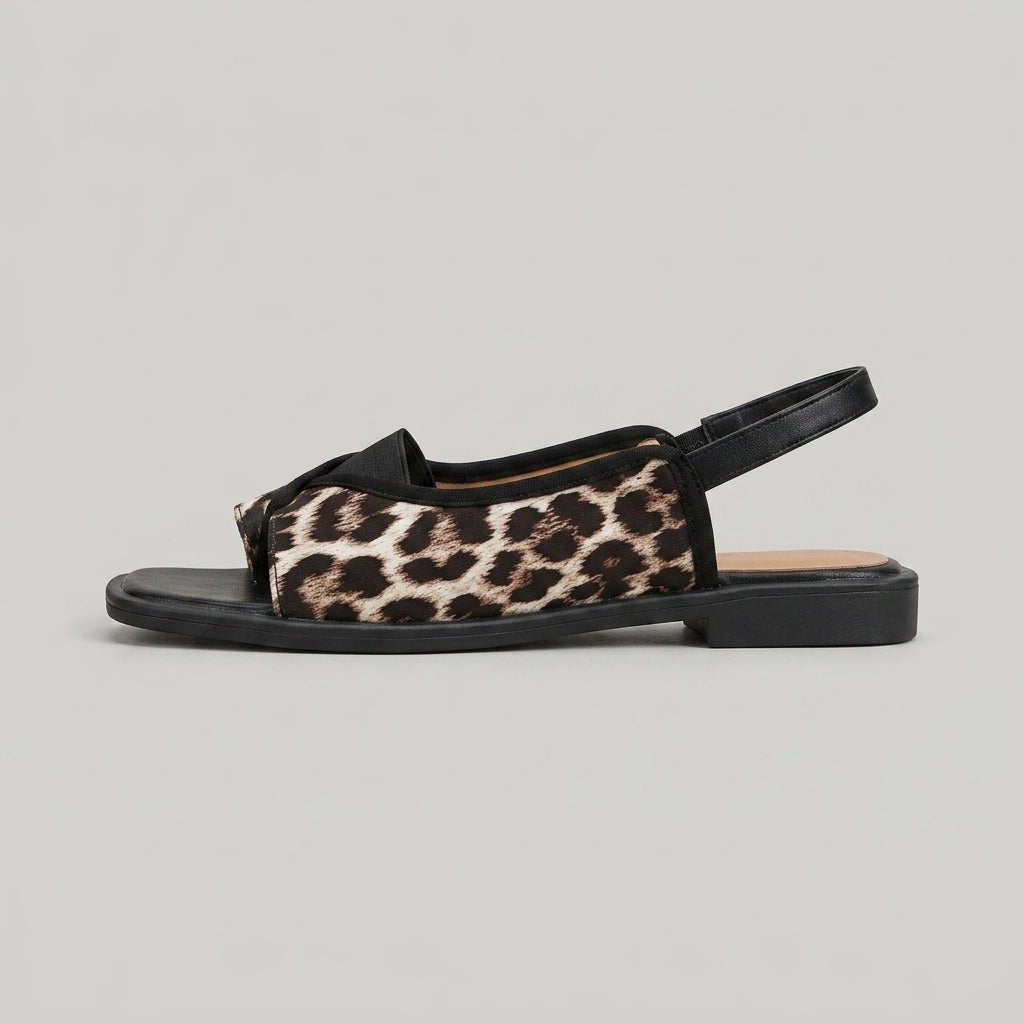 Women's Thong Slingback Sandals with Square Toe and Flat Sole