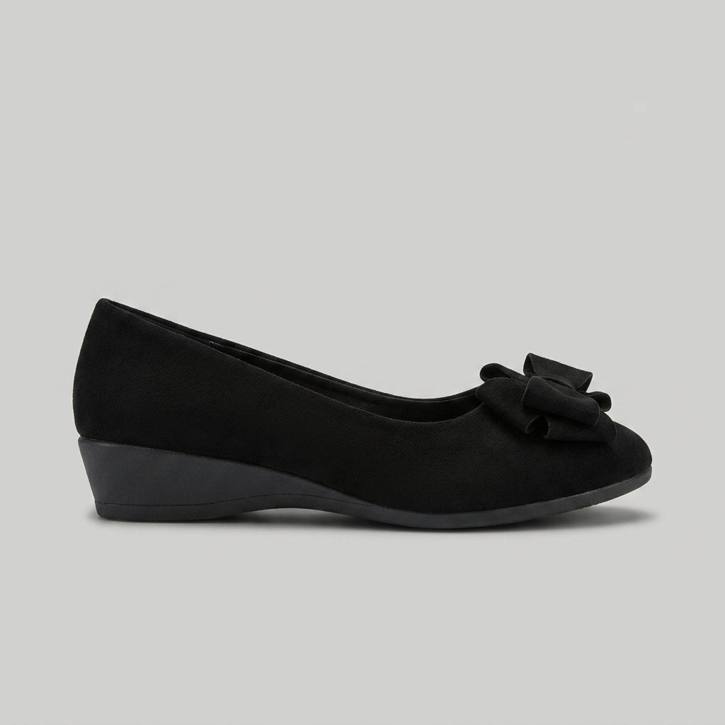 Women's Wedge Flats Round Toe Slip-On Loafers with Bow Detail
