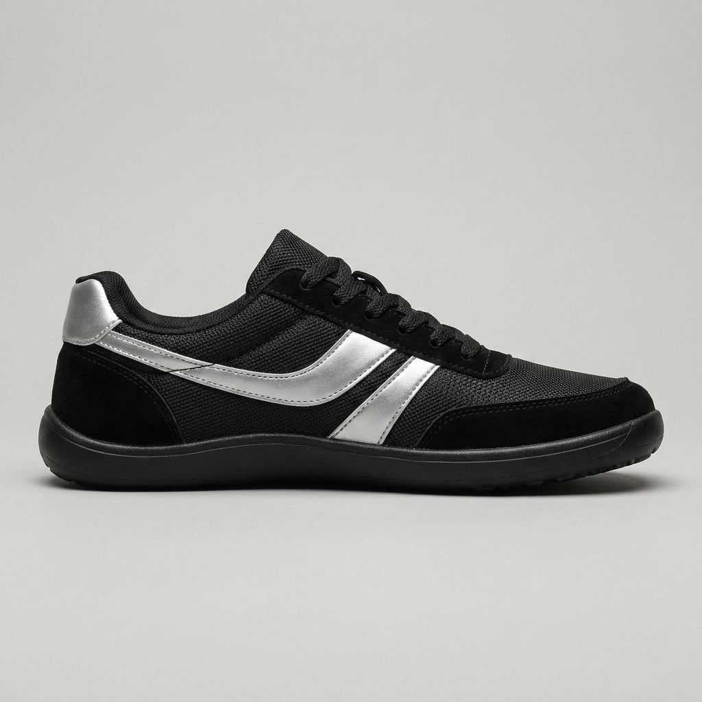 Men's Casual Sneakers – Lace-Up Low Top Mesh Upper with Stripe Detail