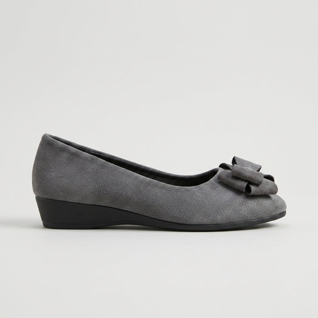 Women's Wedge Flats Round Toe Slip-On Loafers with Bow Detail