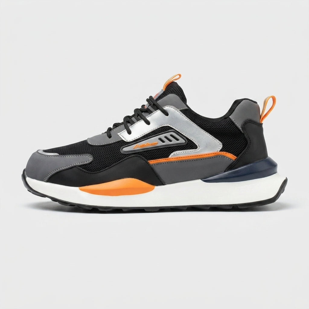 Men's Lace-Up Mesh Sneakers with Contrast Panels and Chunky Sole