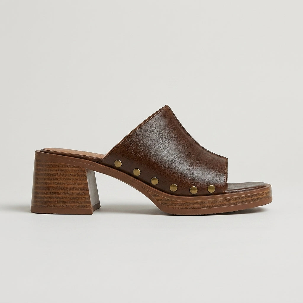 Women's Heeled Sandals - Open-Toe Mules - Block Heel - Platform