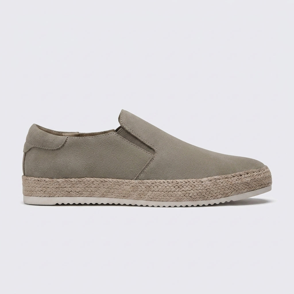 Men's Slip-On Sneakers Suede Upper Espadrille Sole Round Toe