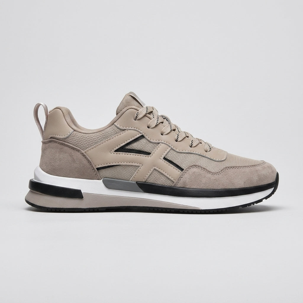 Men's Sneakers Mixed Material Lace-Up Round Toe Athletic