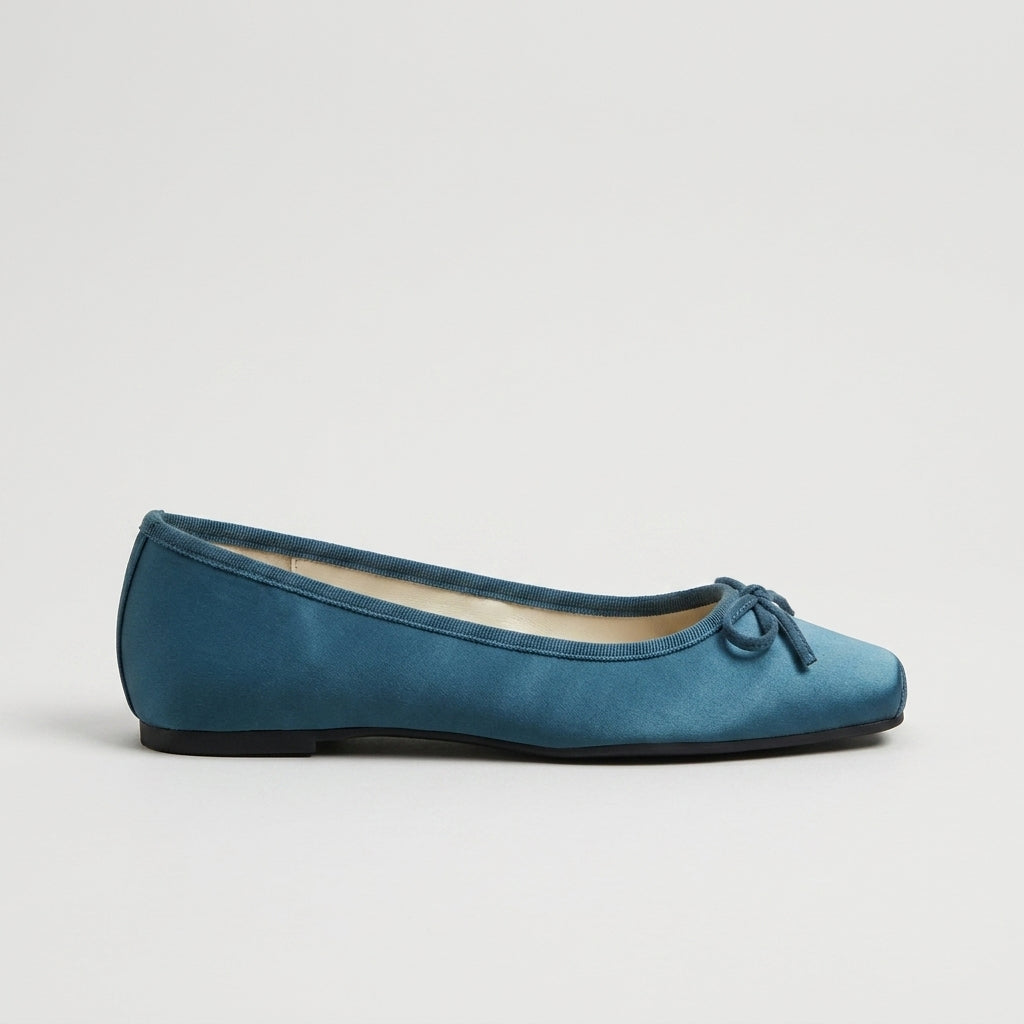 Women's Ballet Flats Square Toe Bow Accent Slip-On