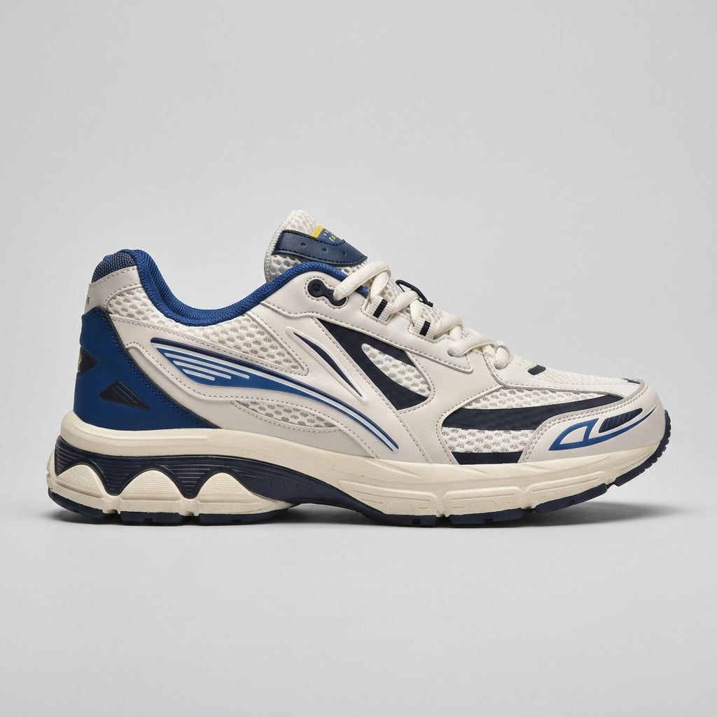 Men's Chunky Lace-Up Sneakers with Mesh Upper and Deep-Lugged Sole