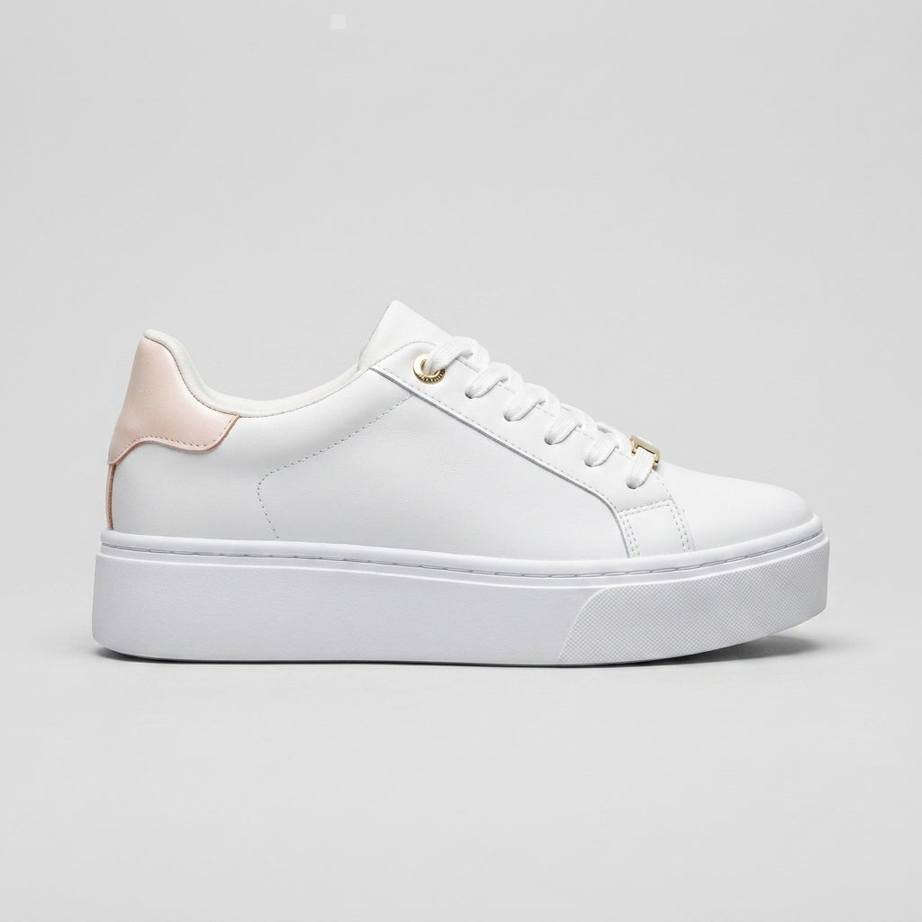 Women's Platform Sneakers - Lace-Up Low-Top - Chain Detail