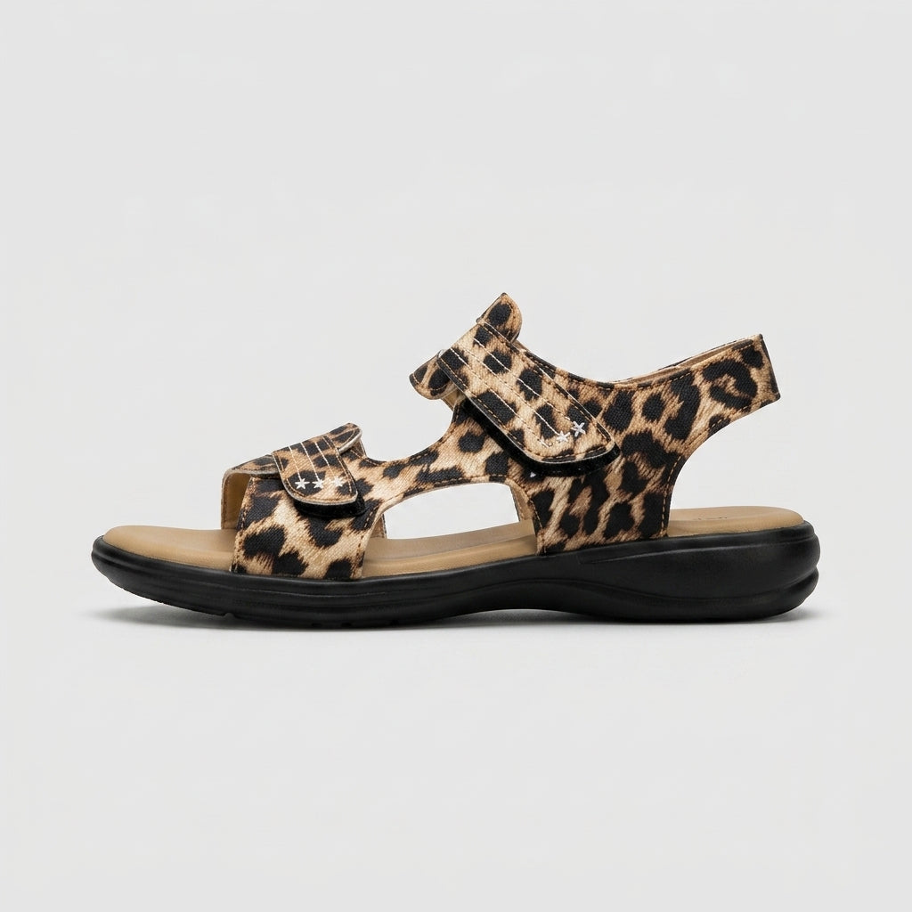 Women's Multi-Strap Flat Sandals - Hook Loop Closure Comfortable