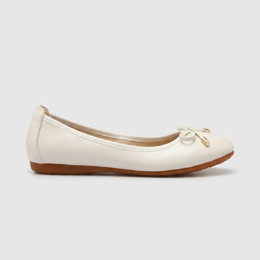 Women's Flats - Bow Detail Slip-On Round Toe Ballet Style