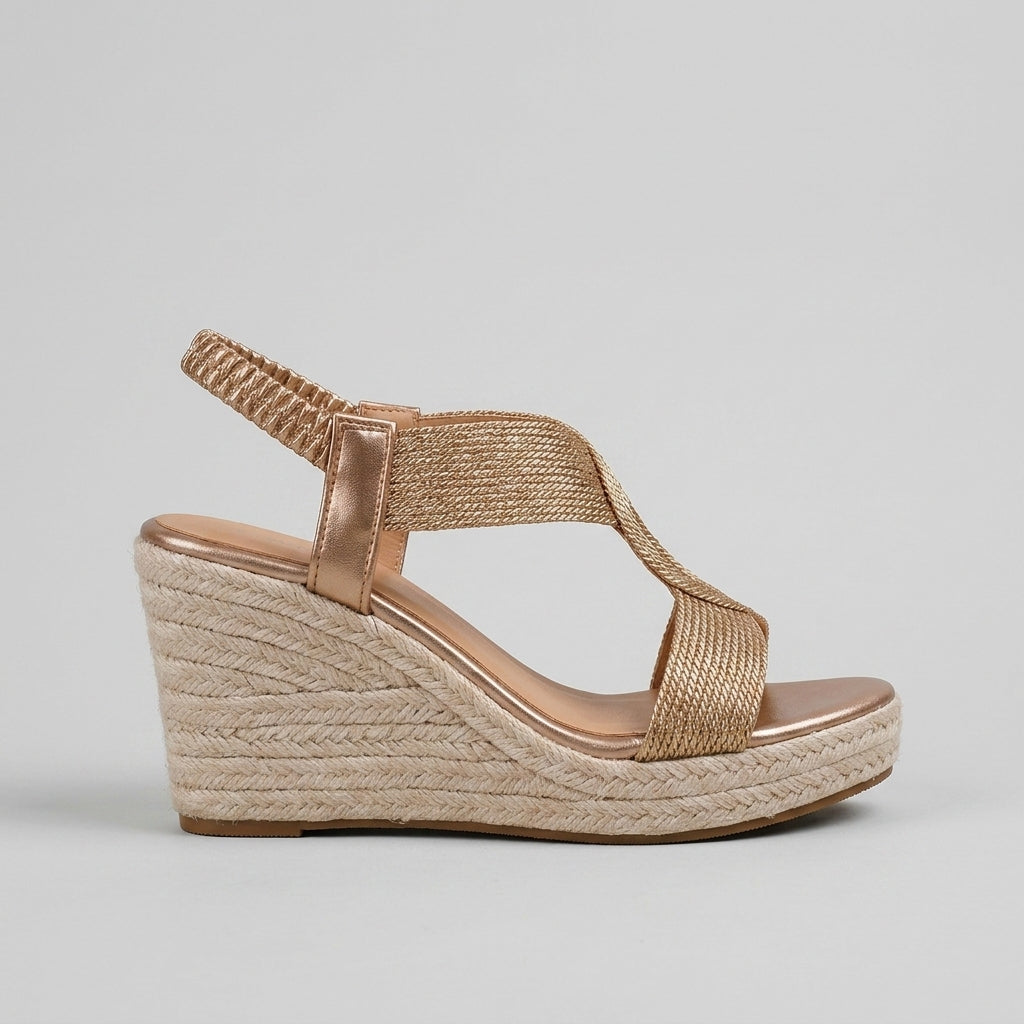 Women's Wedge Sandals Cross-Strap Platform Espadrille Slingback