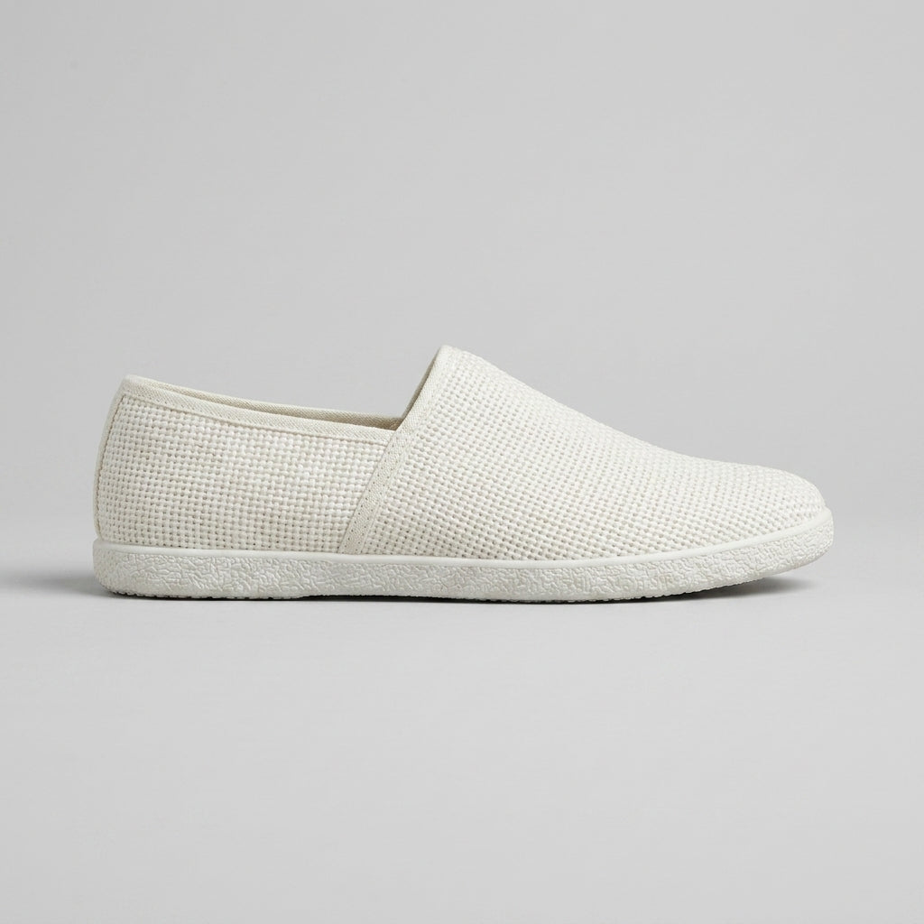 Men's Woven Slip-On Loafers with Round Toe and Flat Sole