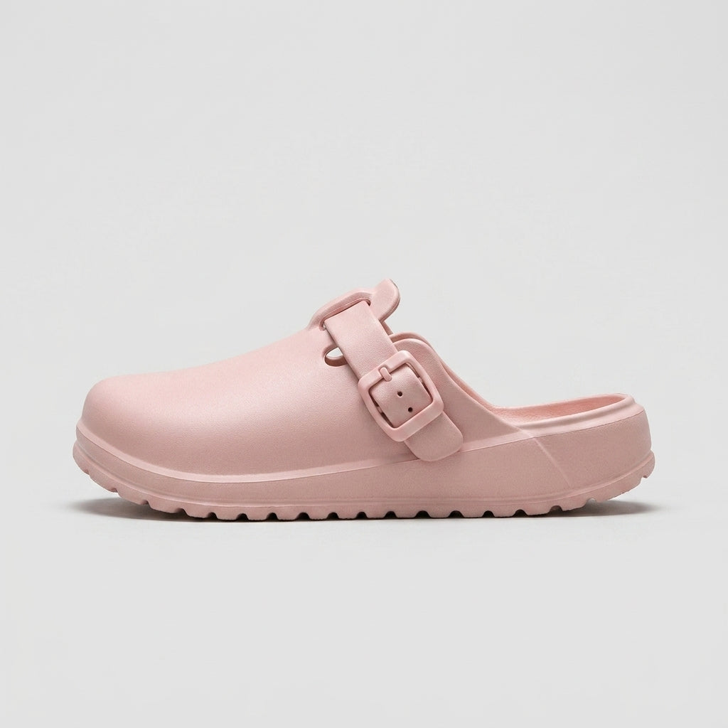 Women's Closed Toe Buckle Clogs with Molded Footbed