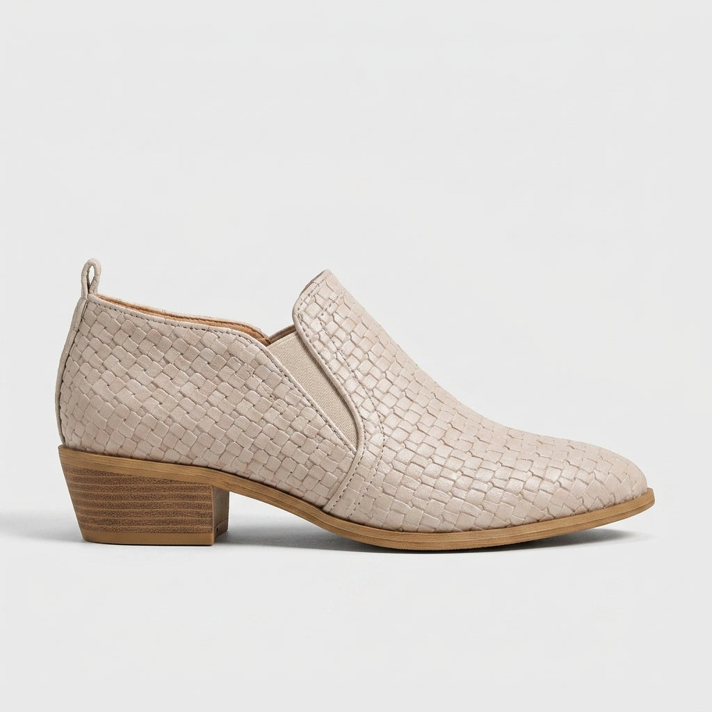 Women's Ankle Boots Woven Textured Slip-On Block Heel