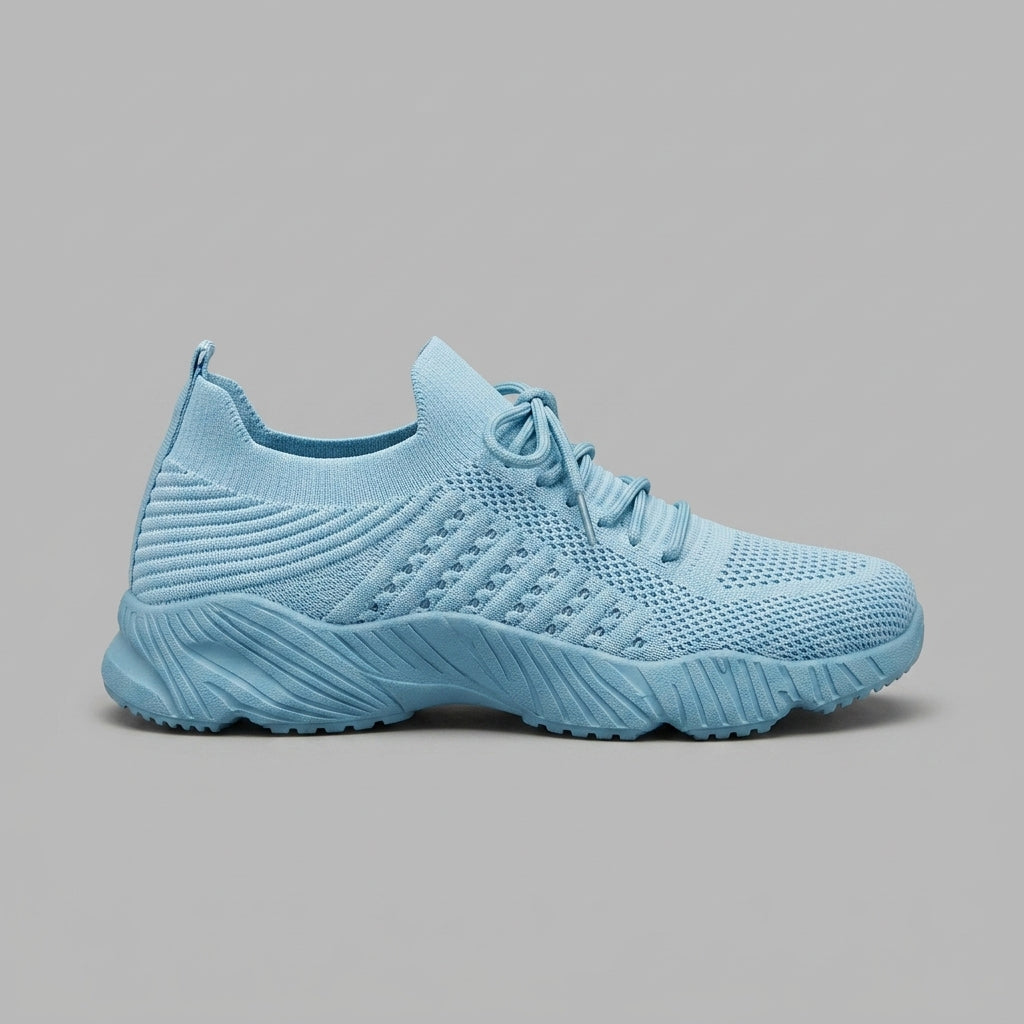 Women's Knit Lace-Up Low-Top Sneakers with Chunky Molded Sole