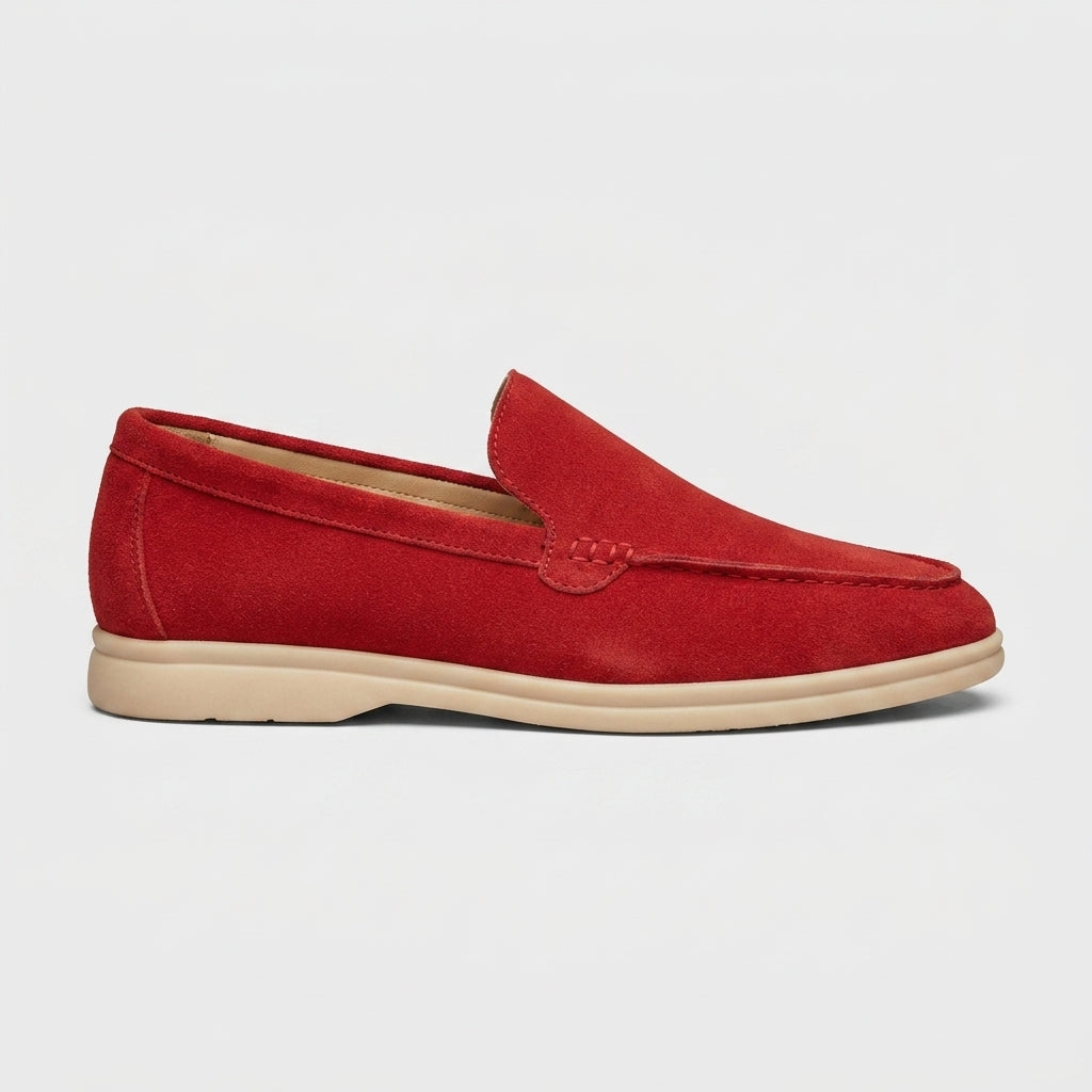 Men's Loafers Slip-On Moc-Toe Suede Rubber Sole Casual