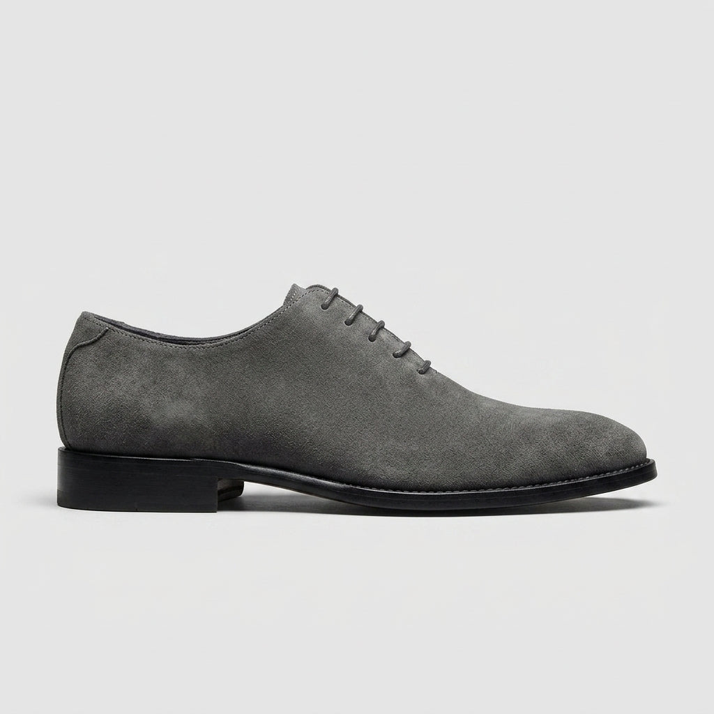 Men's Suede Oxford Shoes with Plain Toe and Lace-Up Closure