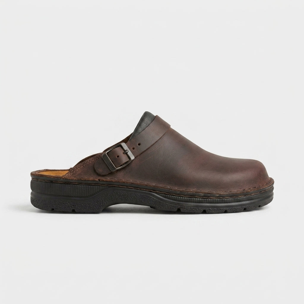 Men's Closed Toe Clogs with Buckle Strap and Slip-On Style