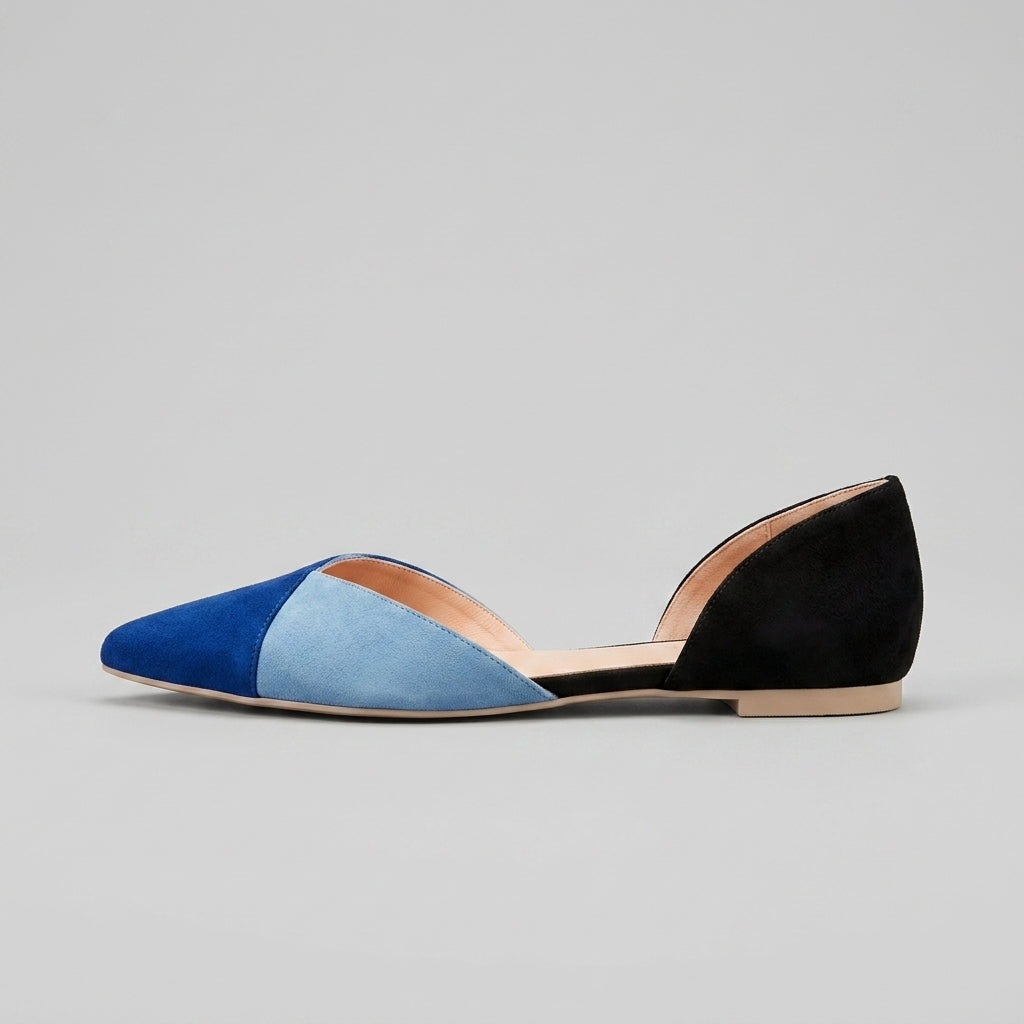 Women's Flats Pointed Toe Color-Block D'Orsay Slip-On Ballerinas