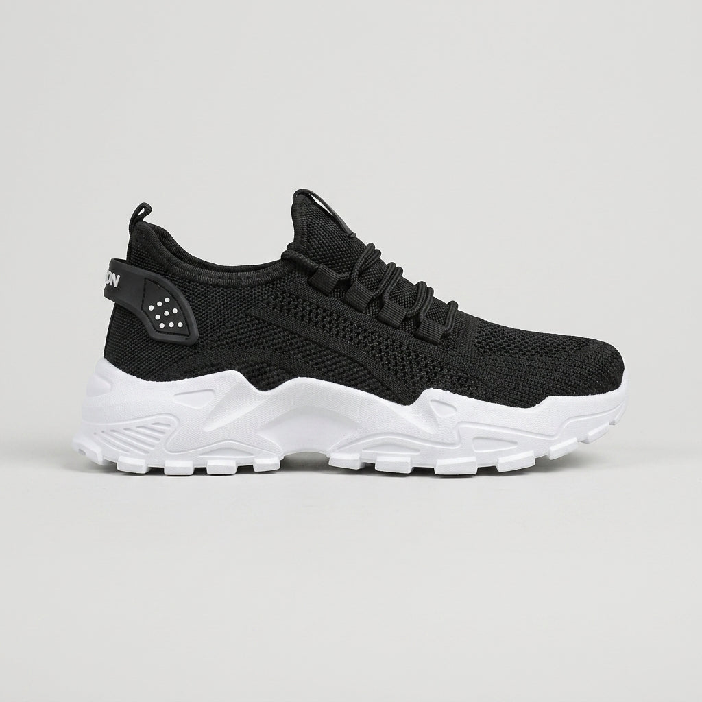 Women's Chunky Knit Sneakers with Lace-Up Closure and Lugged Sole