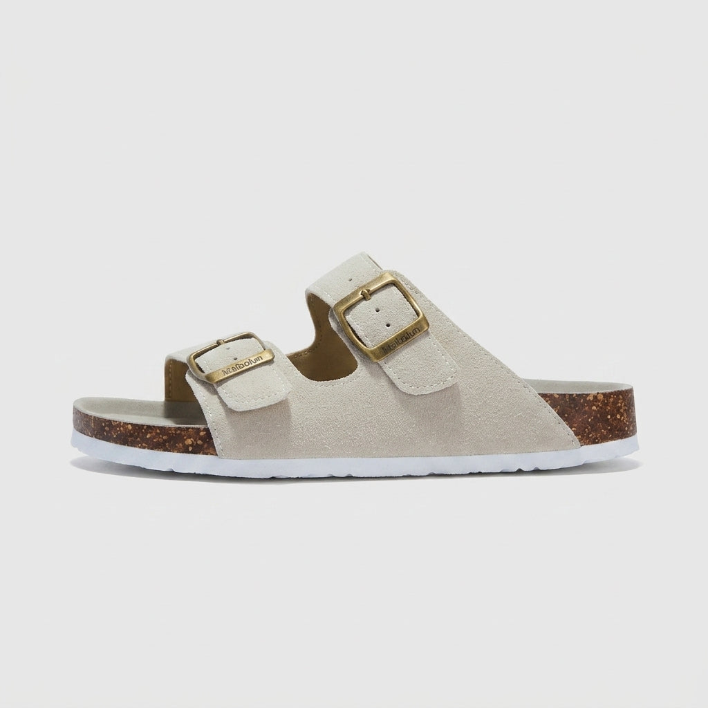 Men's Sandals Double Buckle Cork Footbed Slide Open Toe