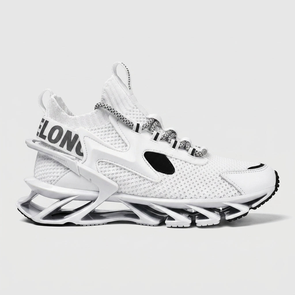 Men's High-Top Sneakers with Lace-Up Closure and Blade-Style Sole