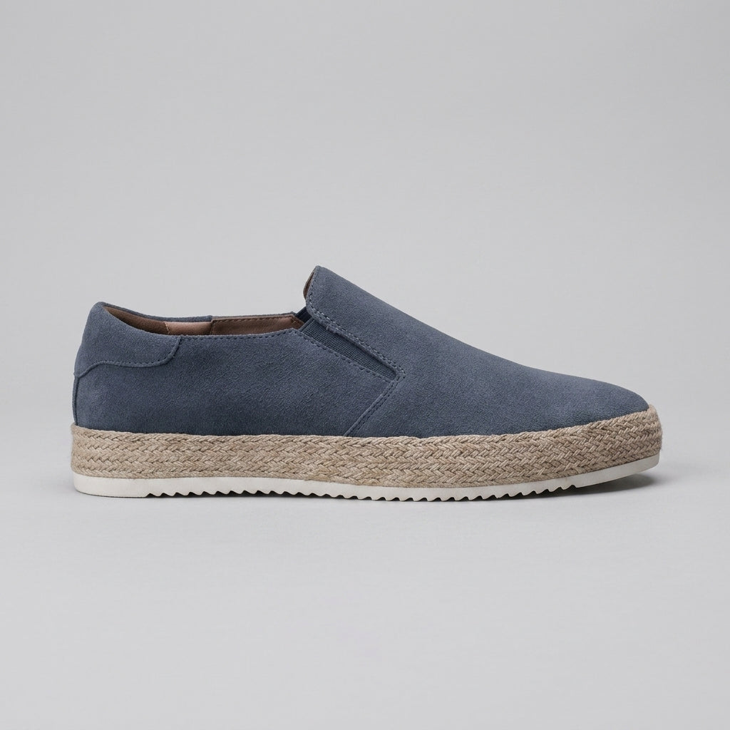 Men's Slip-On Sneakers Suede Upper Espadrille Sole Round Toe