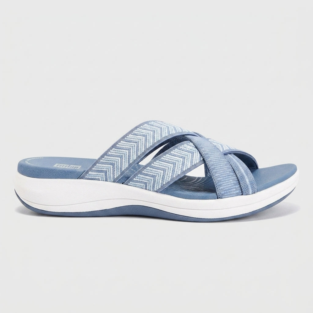 Women's Cross-Strap Slide Sandals with Cushioned Sole