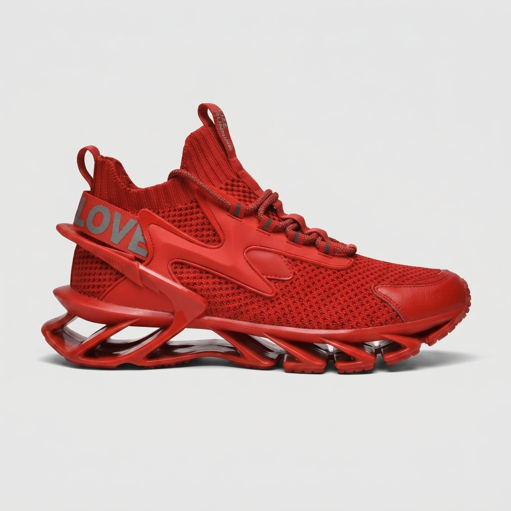 Men's High-Top Sneakers with Lace-Up Closure and Blade-Style Sole