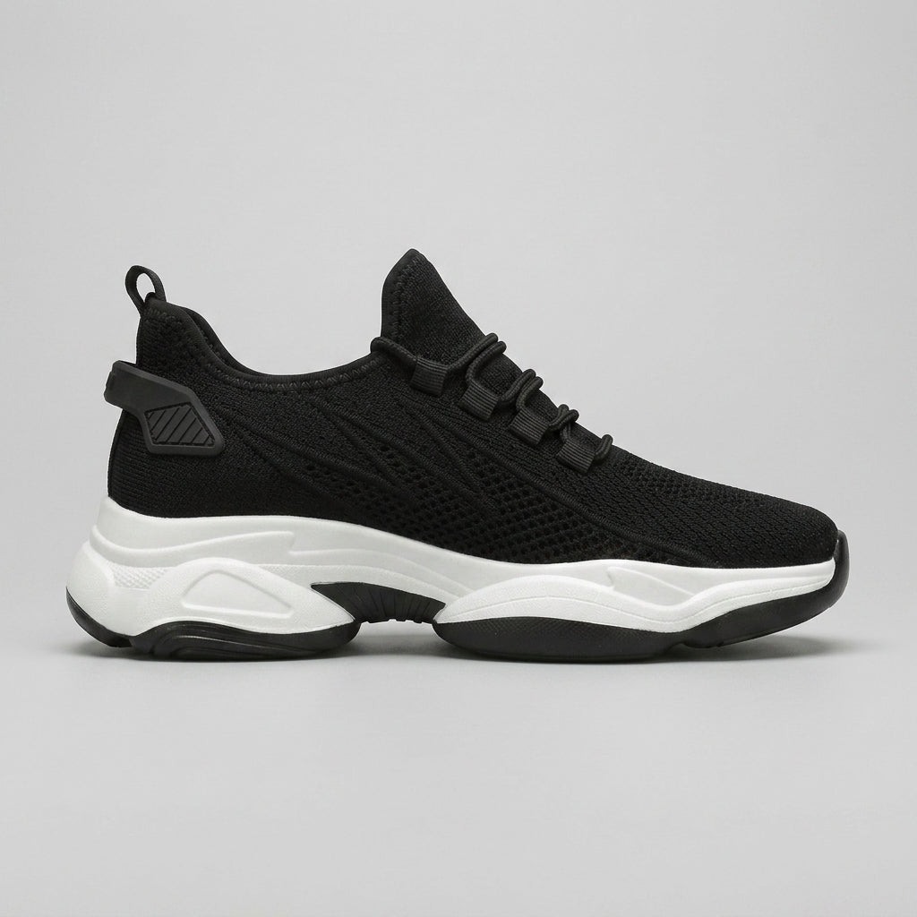 Men's Knit Sneakers with Lace-Up Closure and 8cm Height-Increase Sole