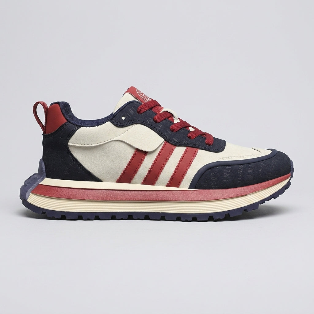 Men's Lace-Up Retro Runner Sneakers with Striped Side Panel
