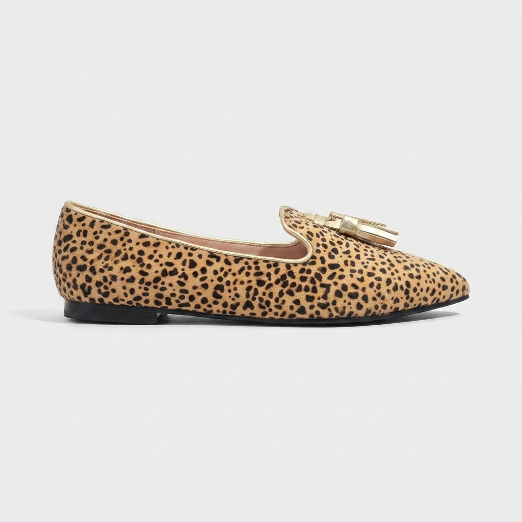 Women's Flats Pointed Toe Houndstooth Pattern Tassel Loafers