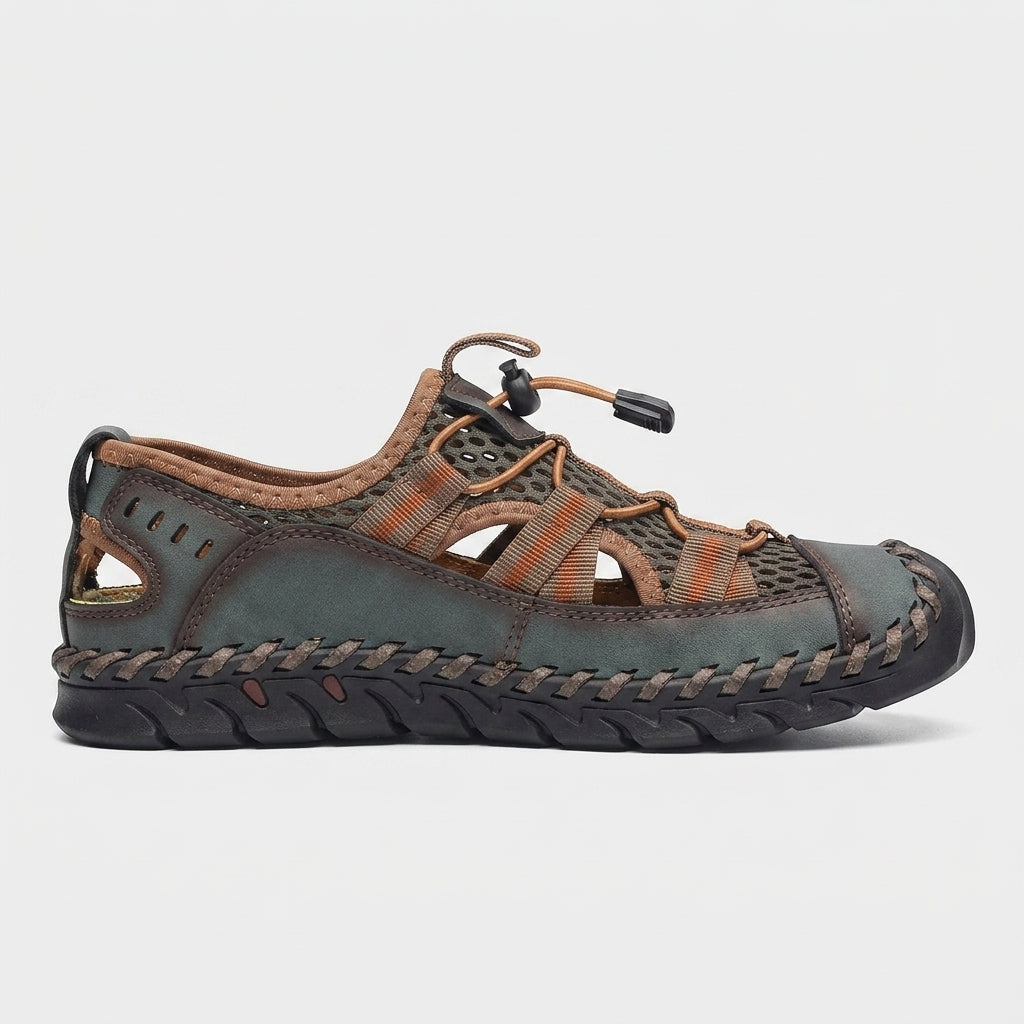 Men’s Closed Toe Mesh Outdoor Sandals - Elastic Lace System