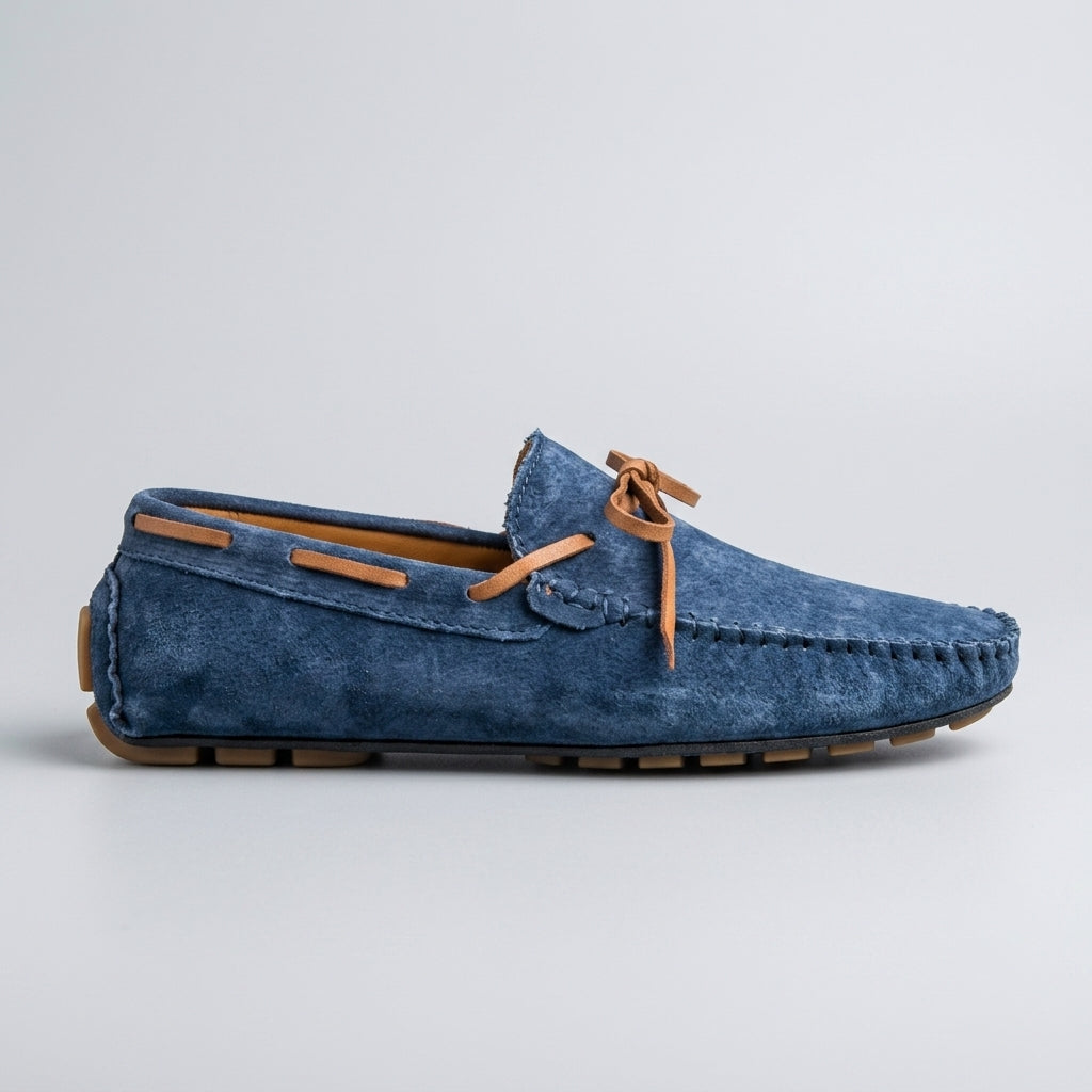 Men's Loafers Suede Moccasin Bow Lace Driving Penny Loafers