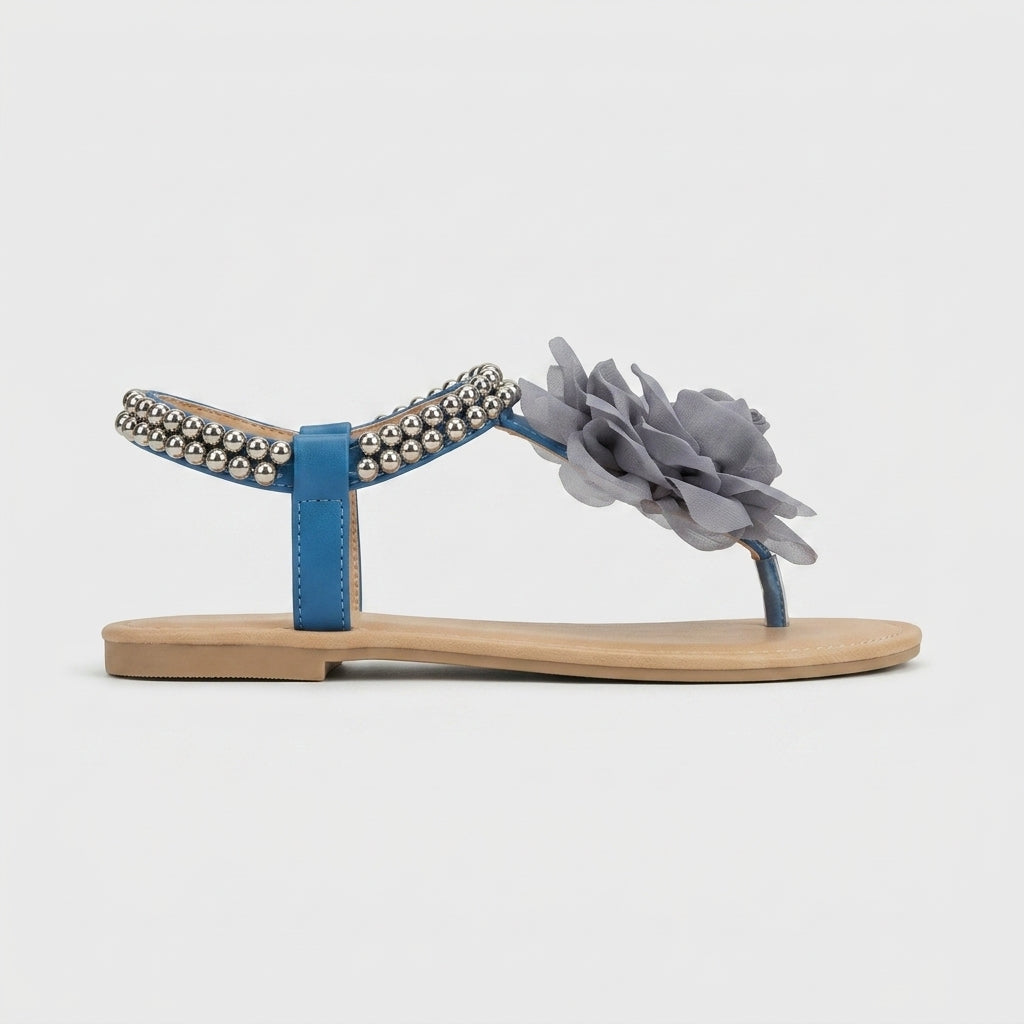 Women's Sandals Open-Toe Flat Heel Slip-On Fabric Upper