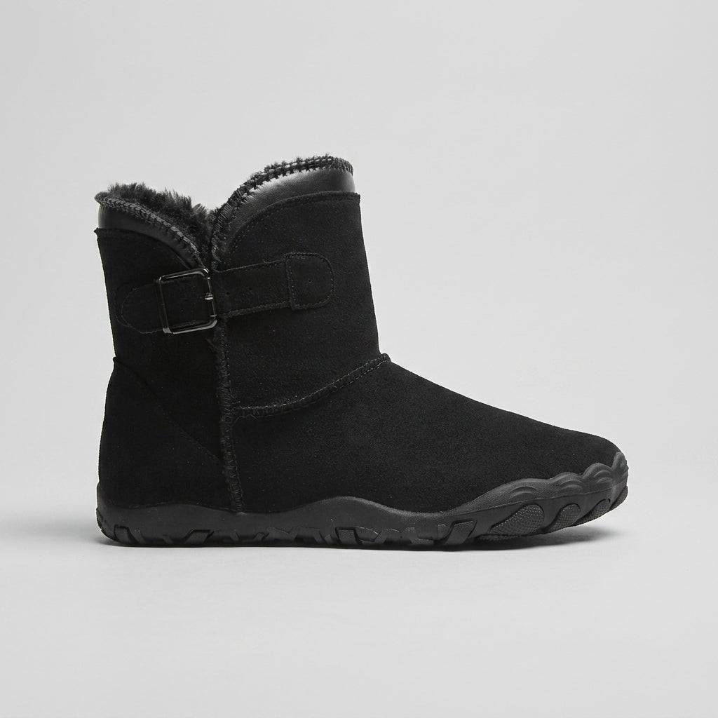 Men's Suede Ankle Boots with Fleece Lining and Buckle Strap