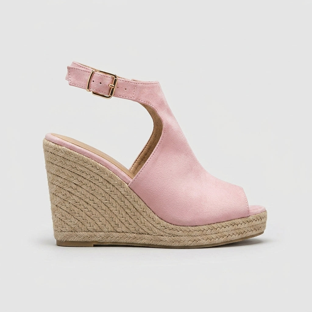 Women's Wedge Sandals Peep-Toe Espadrille Platform Cutout T-Strap