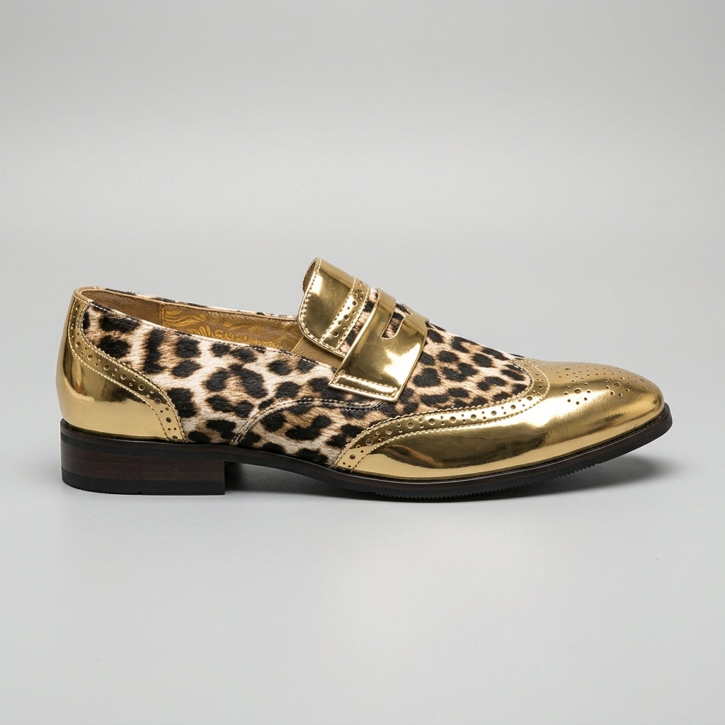 Men's Leopard Print Loafers Slip-On Pointed Toe