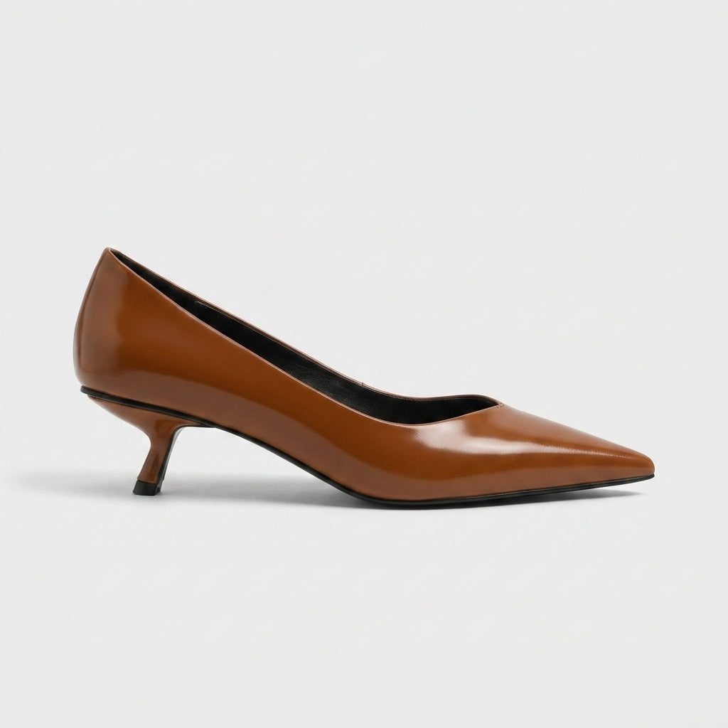 Women's Pumps Pointed-Toe Low Block Heel Slip-On Kitten Heels