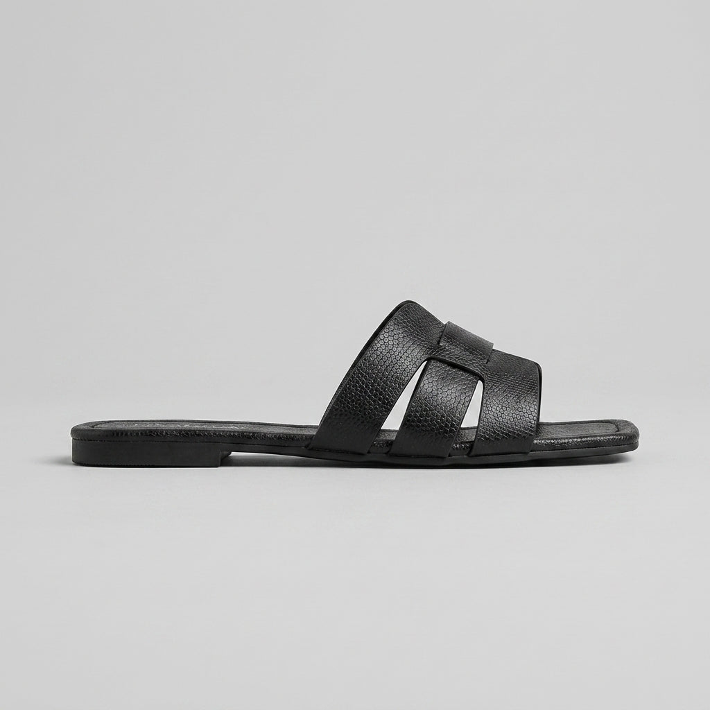 Women's Square Toe Slide Sandals with Cutout Strap Design