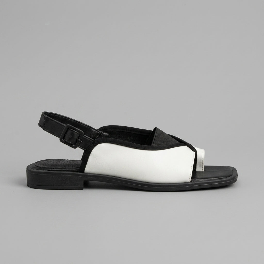 Women's Thong Slingback Sandals with Square Toe and Flat Sole