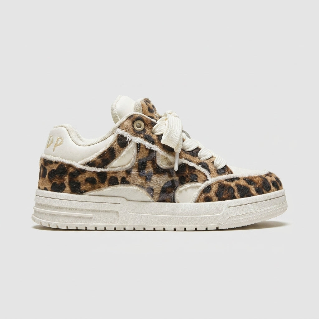 Women's Low-Top Sneakers with Distressed Textile Panels